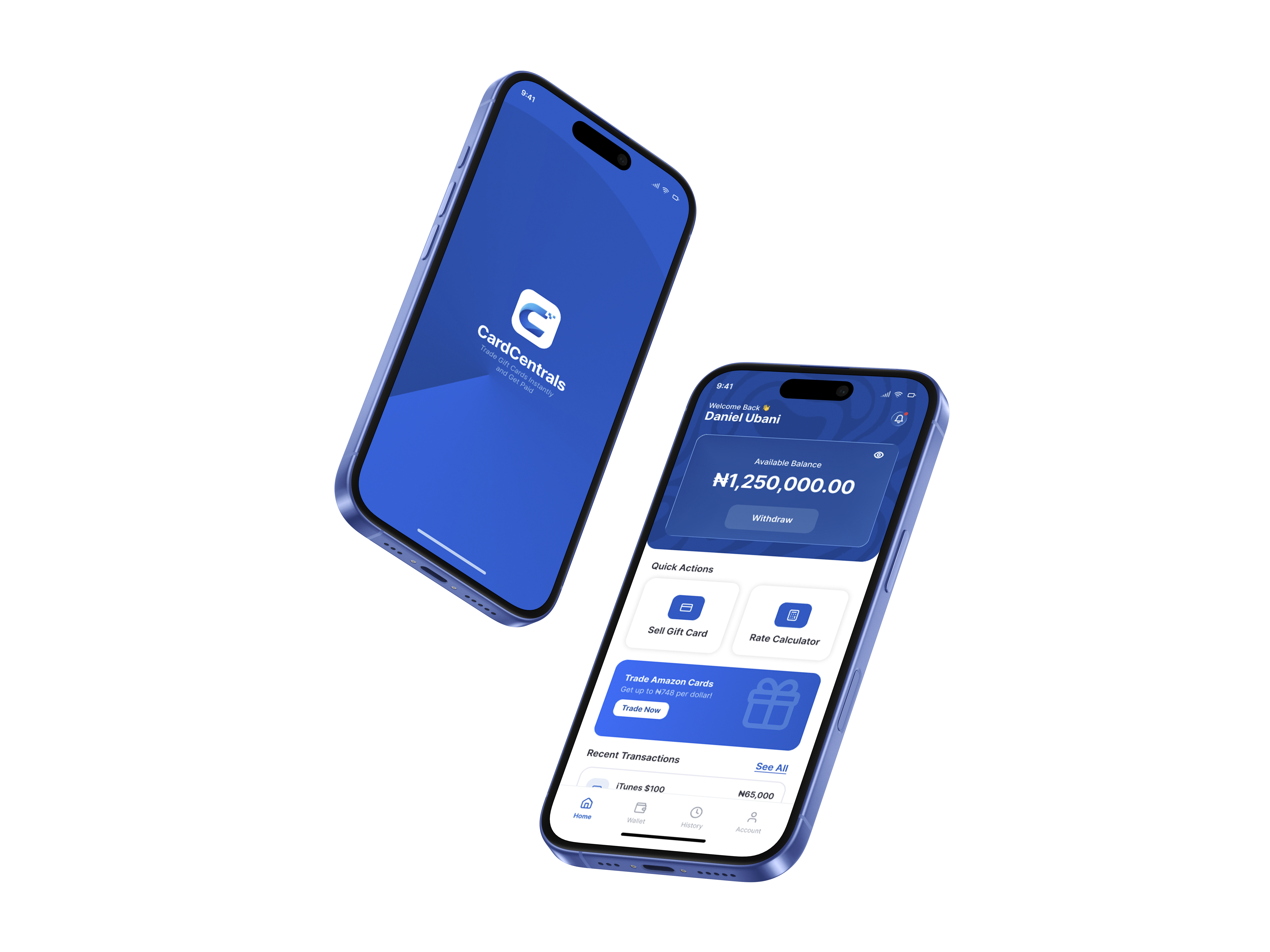 Cardcentrals app mockup